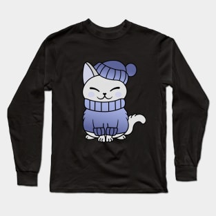 Cute Cozy Colorful Snow Winter Cat Kitty Long Sleeve T-Shirt